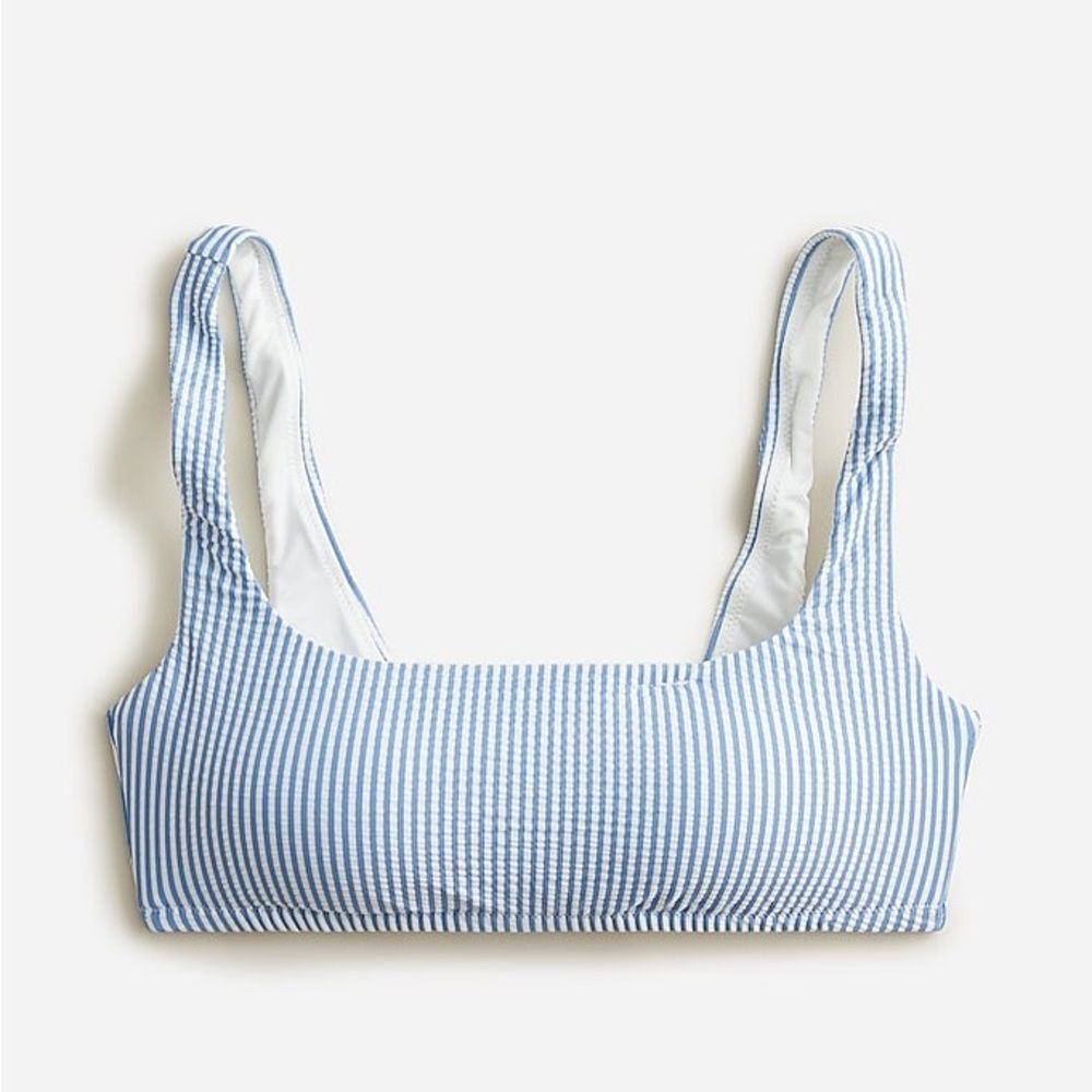 NWT J Crew Squareneck Bikini Top in Seersucker Size 3X